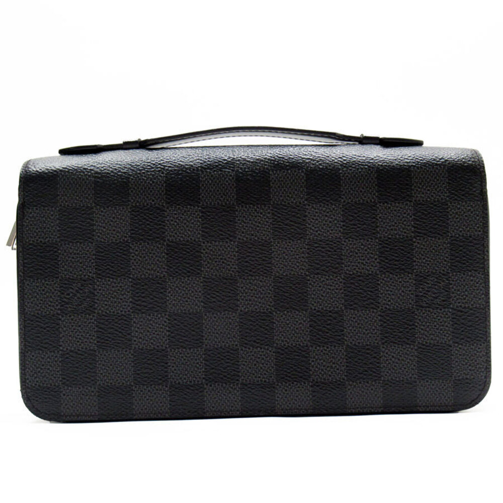 Louis Vuitton Organizer Damier Zippy Wallet Canvas Shoulder Bag Graphite Black